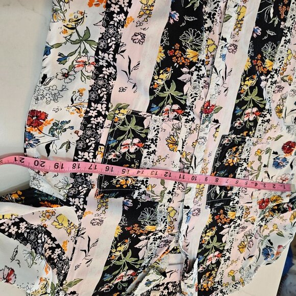 KC Khakis & Co Button-Up Tunic Dress Medium Floral Stripe Cottagecore - Picture 10 of 11